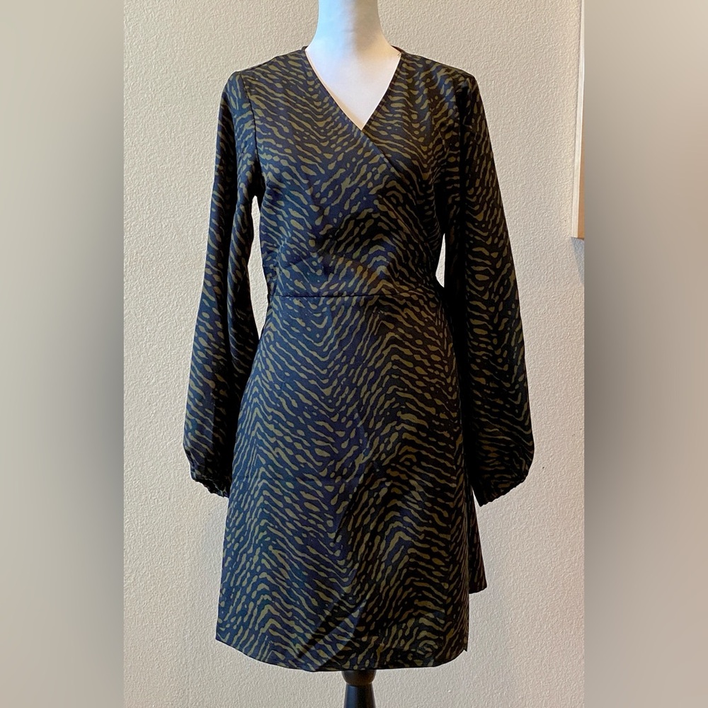 Vero Moda Black Wrap Dress with Bishop Sleeves NWT